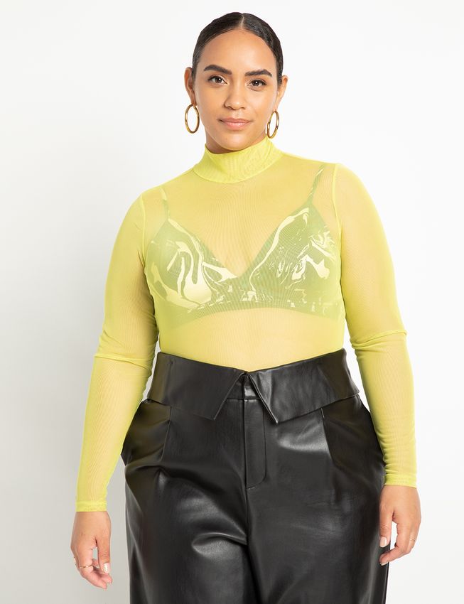 Eloquii Mesh Turtleneck Bodysuit