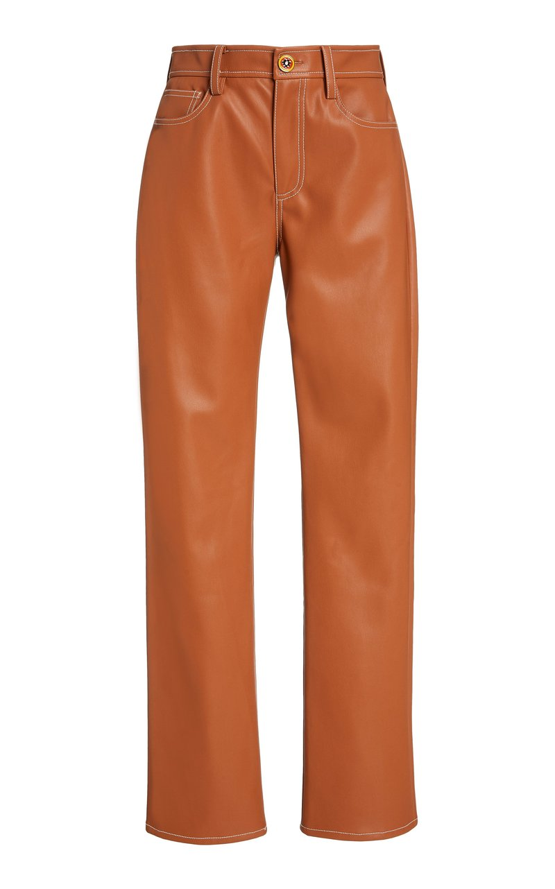 Staud + Eli Straight Leg Vegan Leather Pants