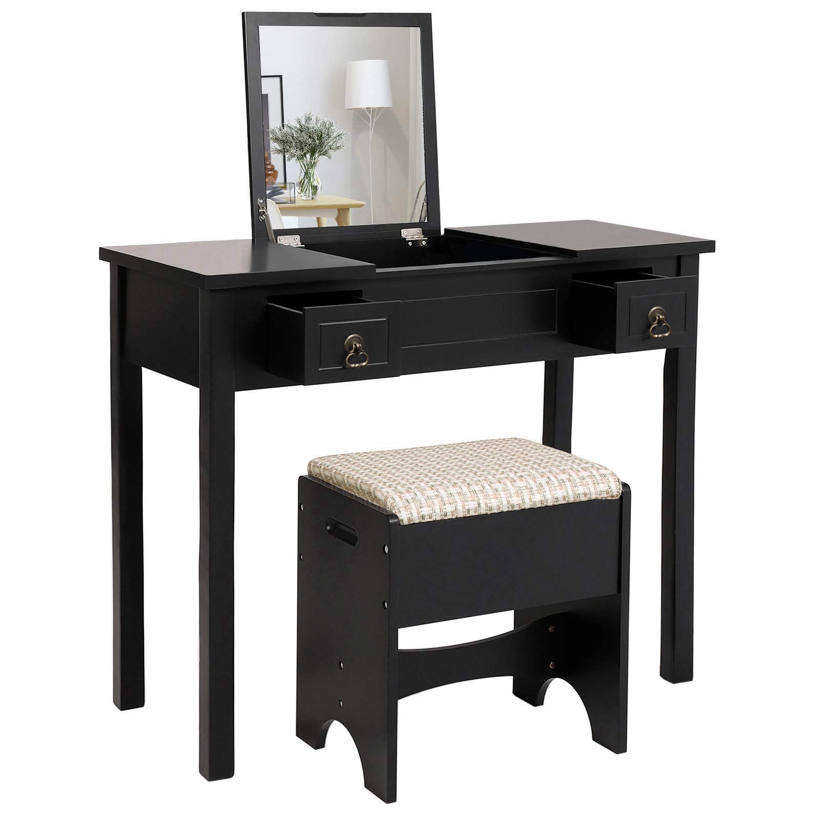 VASAGLE Vanity Set with Flip Top Mirror Makeup Dressing Table