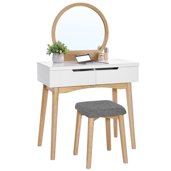 arinze vanity set with stool and mirror