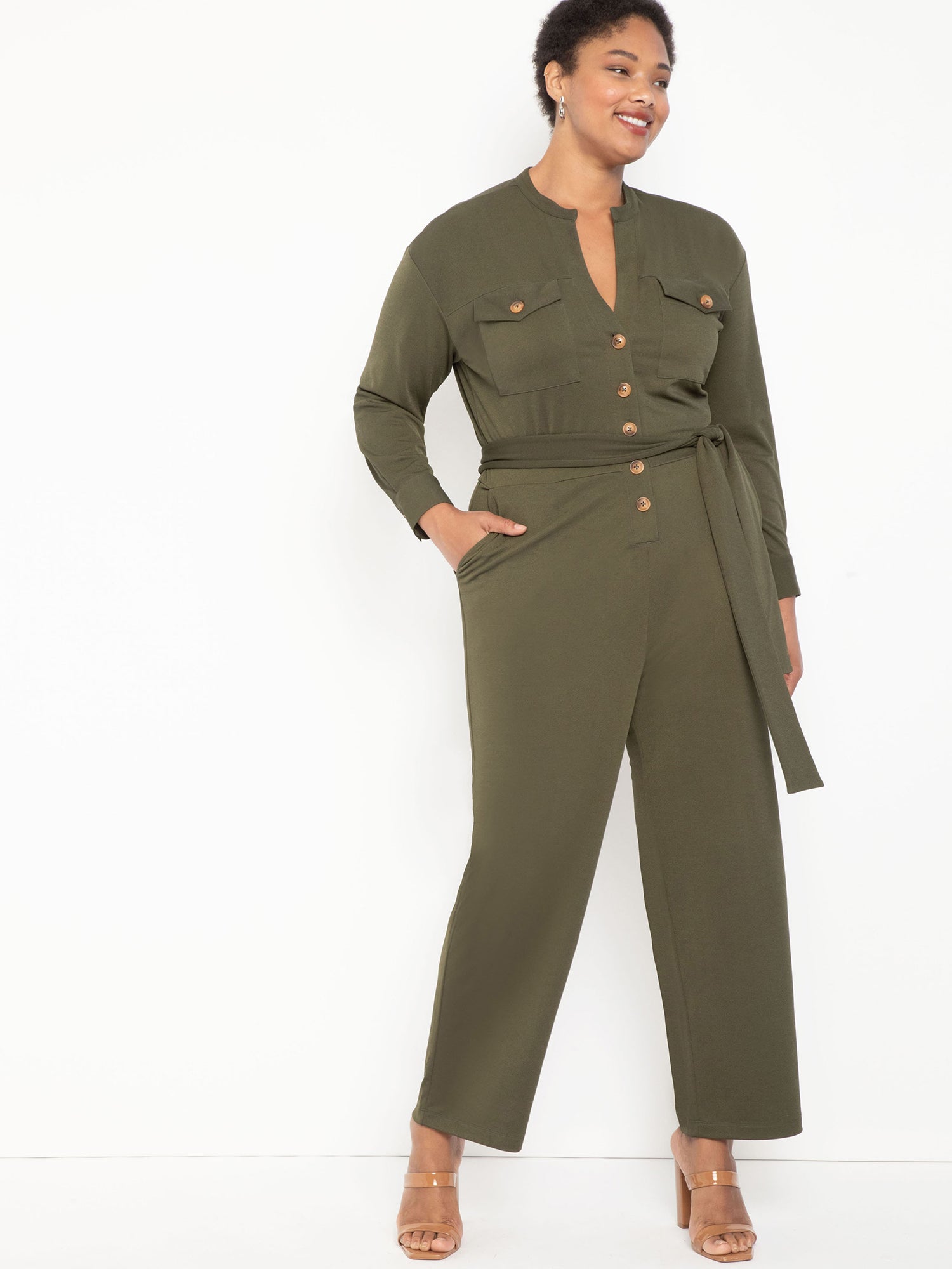 Eloquii Elements + Knit Utility Jumpsuit