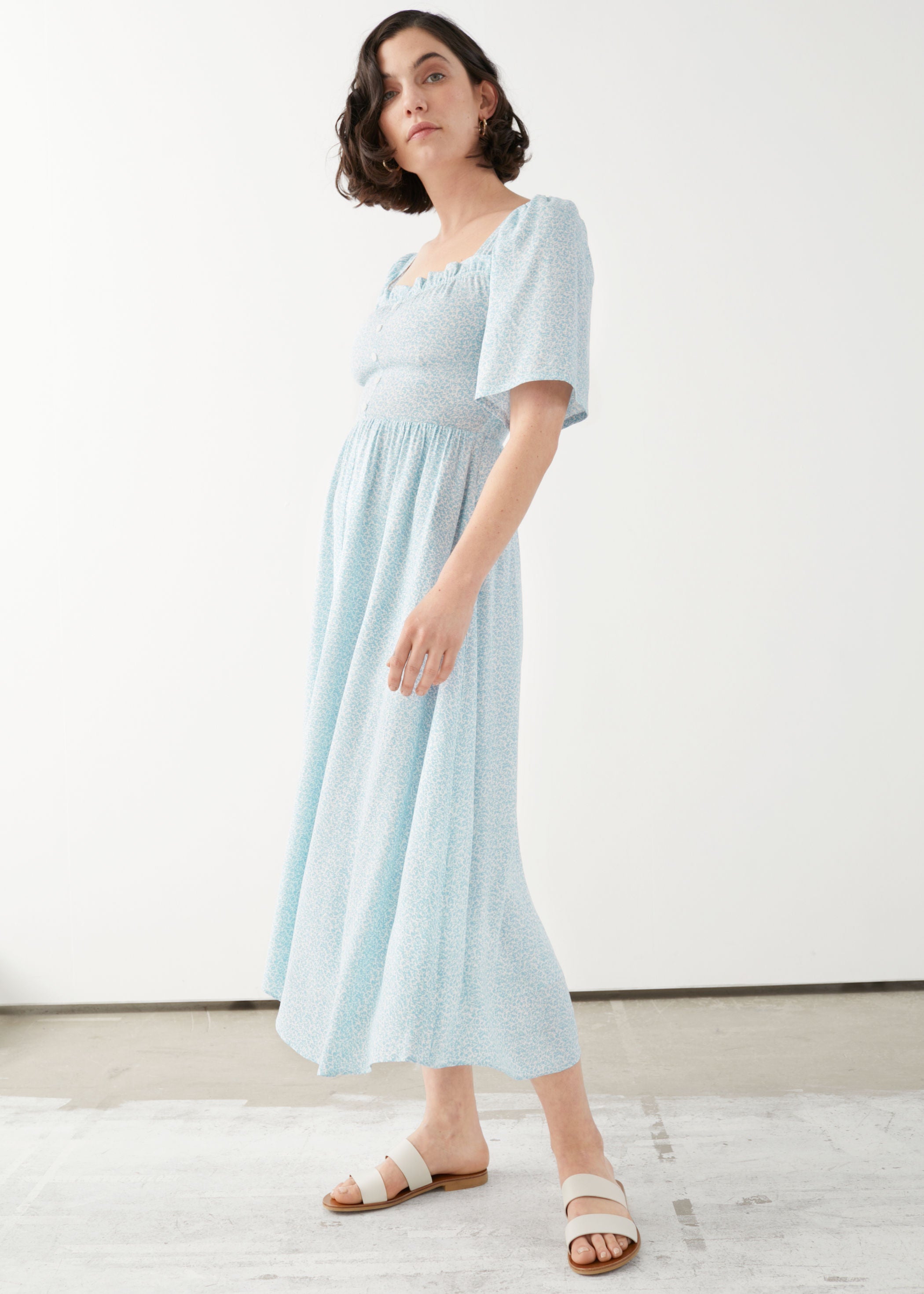 & Other Stories + Smocked Crepe Maxi Dress