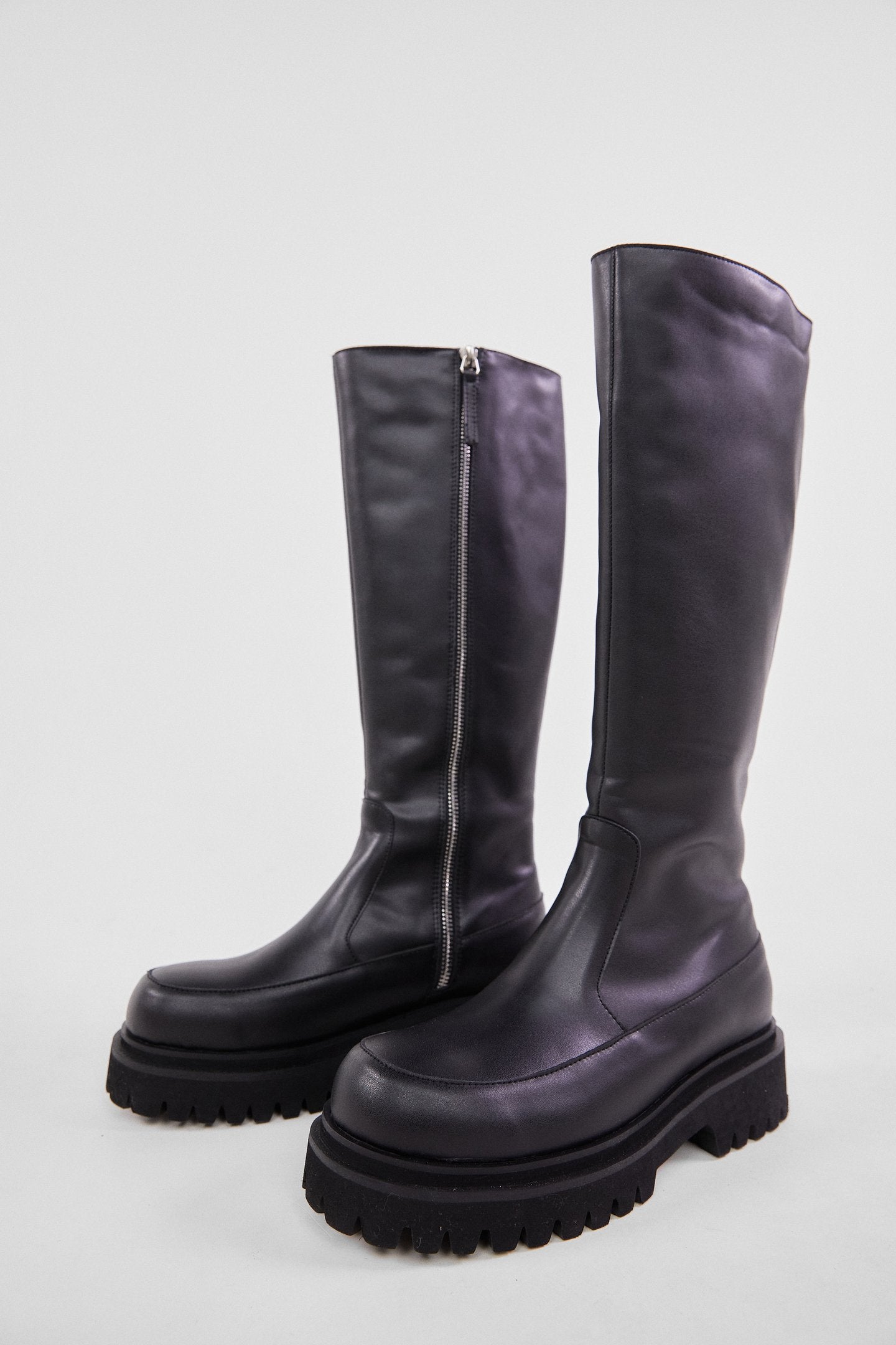 lug sole tall boots in black