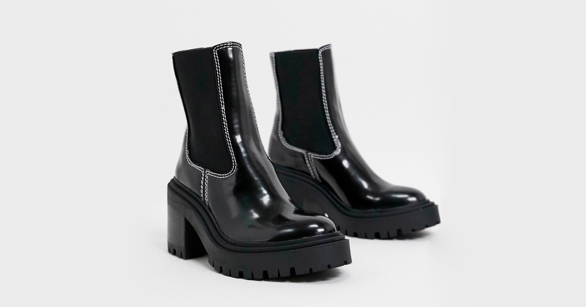 chunky heel rain boots