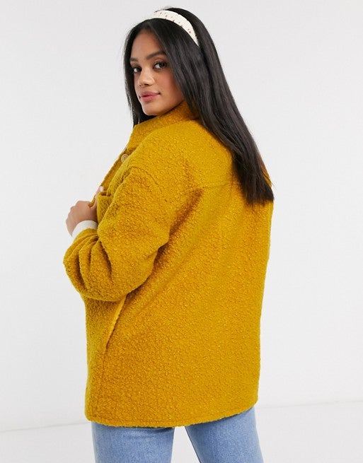 New look mustard teddy coat sale