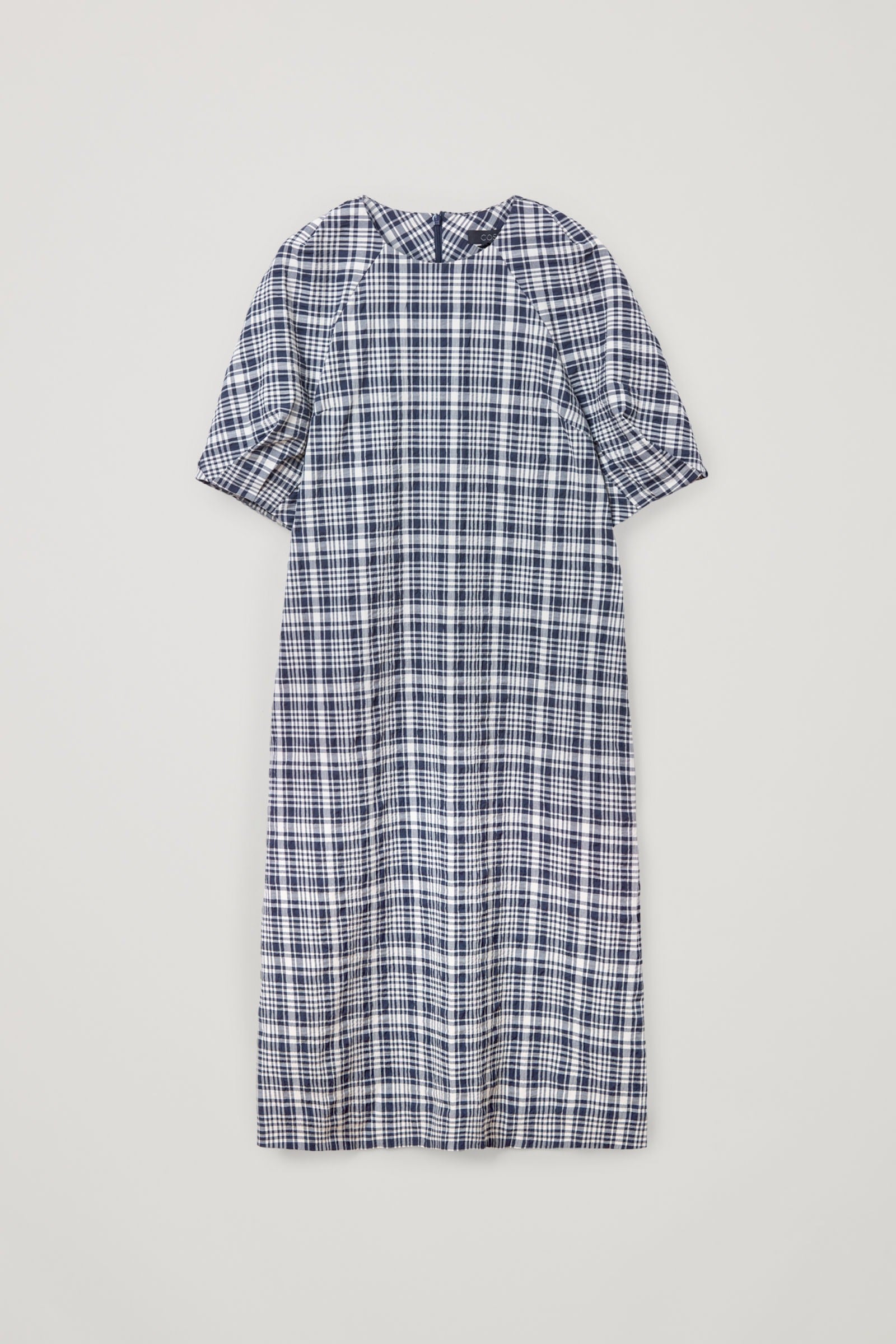 COS + Cotton Checked Long Seersucker Dress