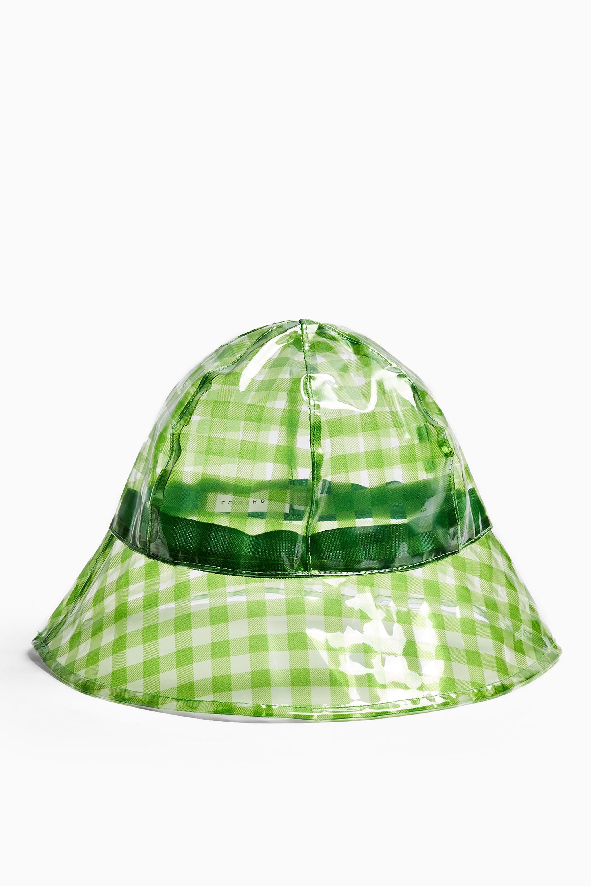 green gingham bucket hat