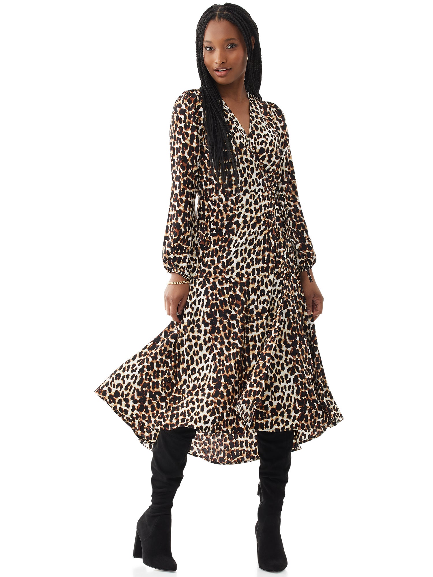 Scoop + Leopard Print Maxi Wrap Dress