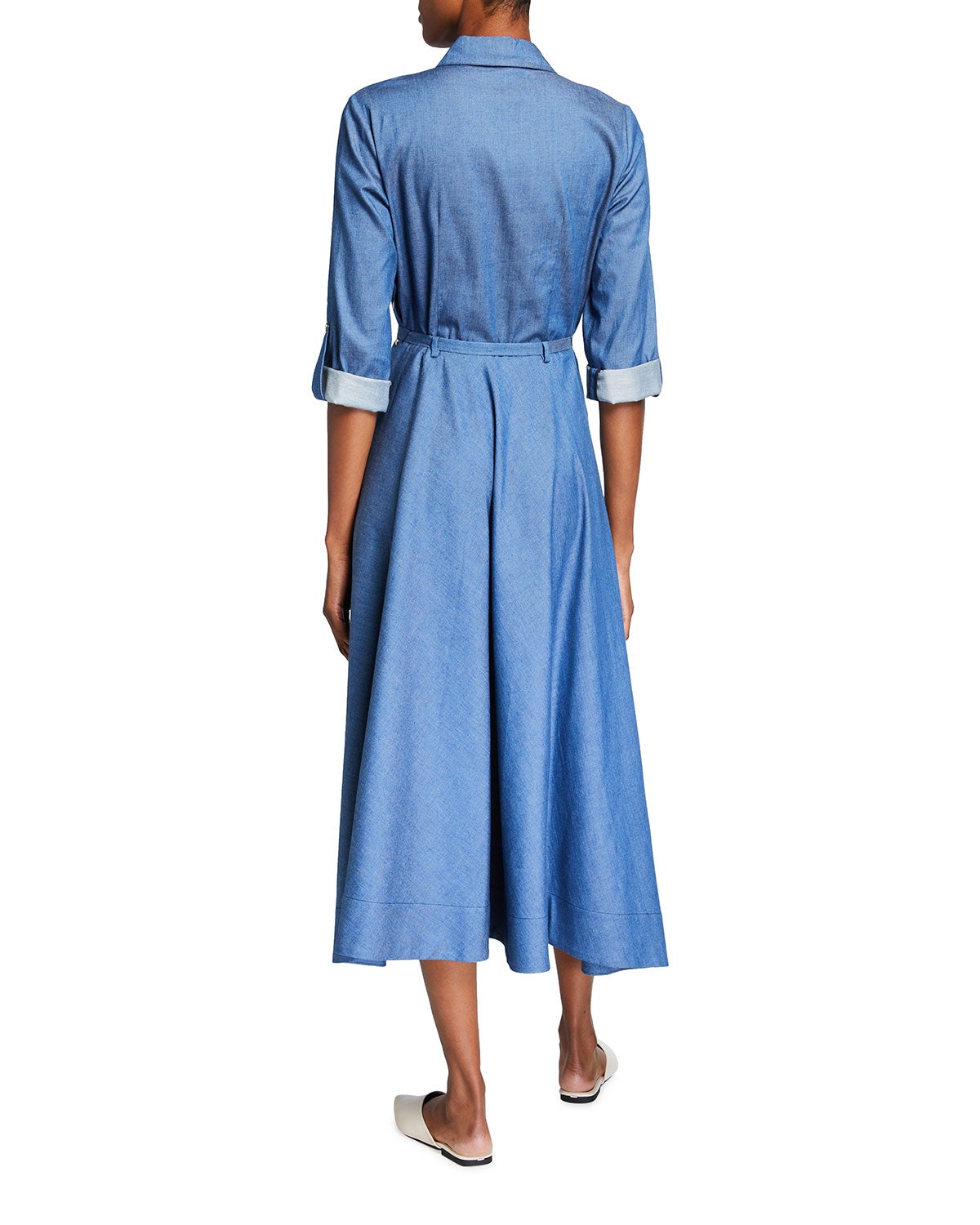 Gabriela Hearst + Marley Belted Denim Midi Shirtdress