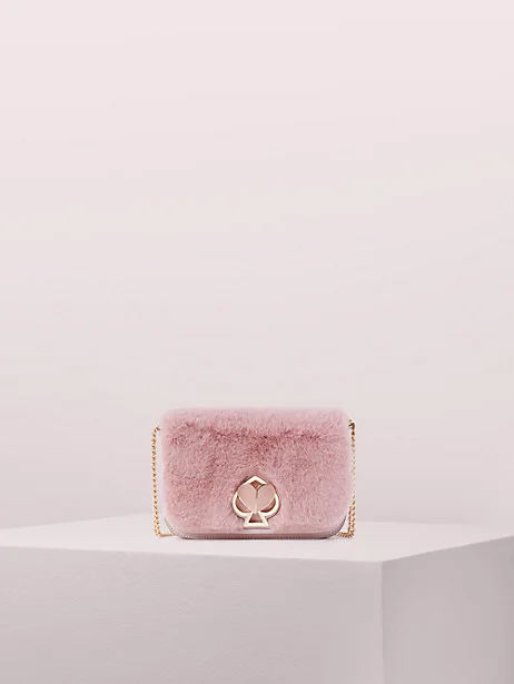 Kate Spade + Nicola Faux Fur Twistlock Chain Wallet