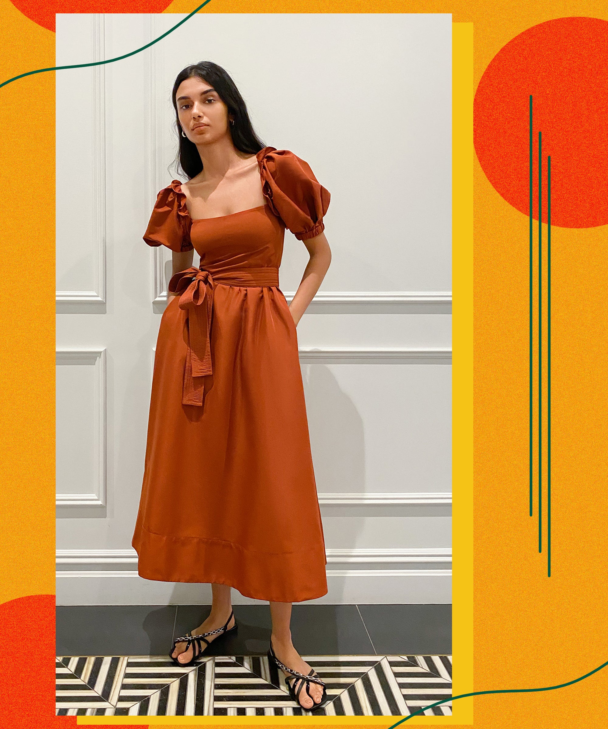 orange wedding guest outfits