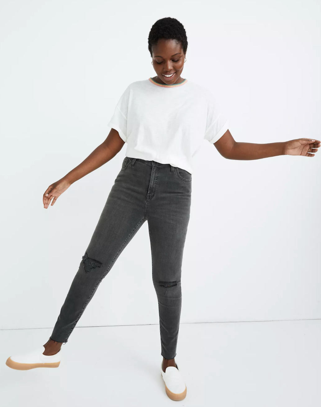 Madewell + Curvy High-Rise Skinny Jeans in Black Sea