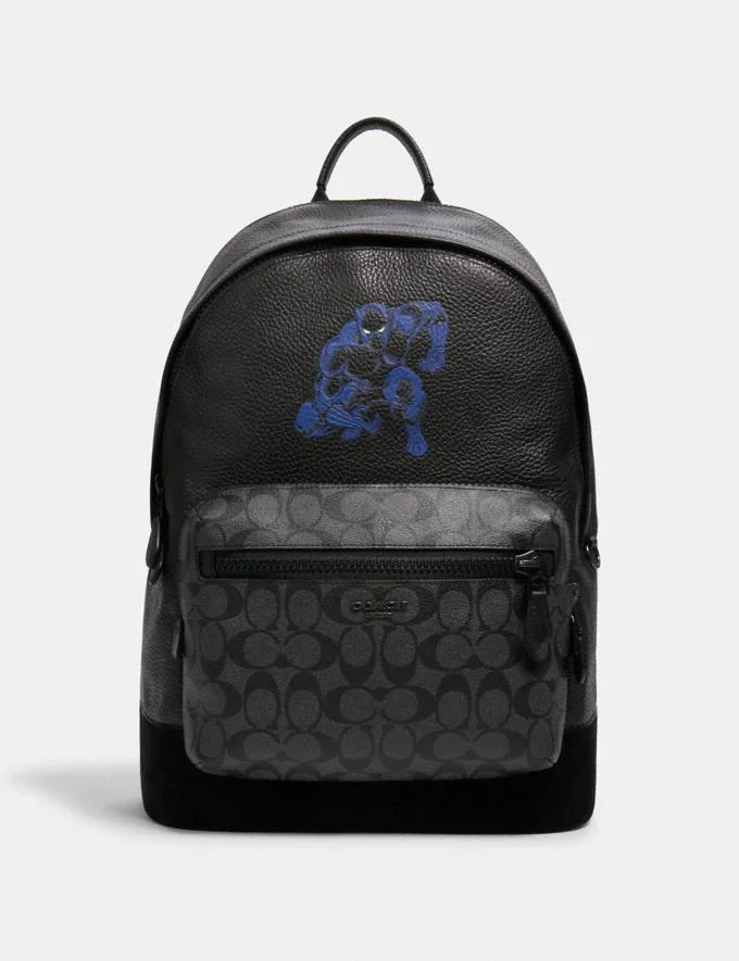 Coach x Marvel + Marvel West Backpack With Signature Canvas Detail And  Black Panther