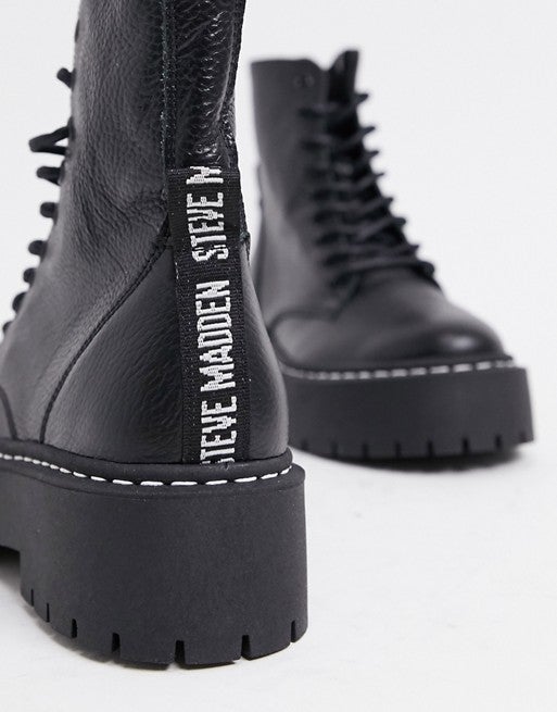 steve madden black lace up ankle boots