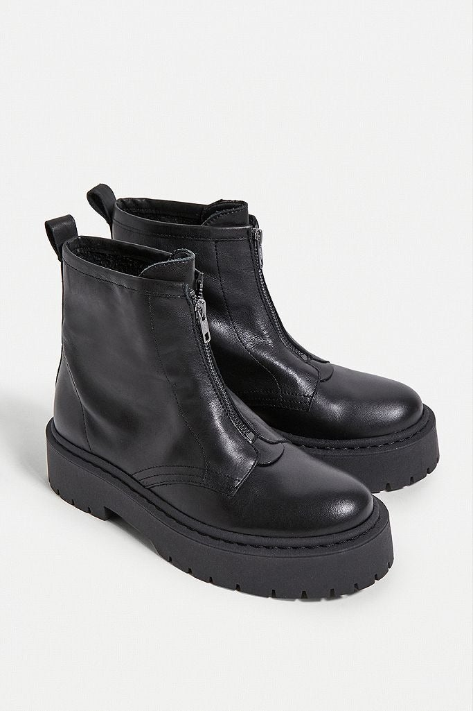 zip front leather boots