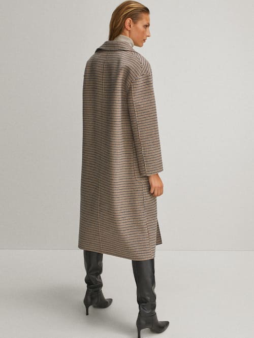 Massimo dutti checked outlet wool coat