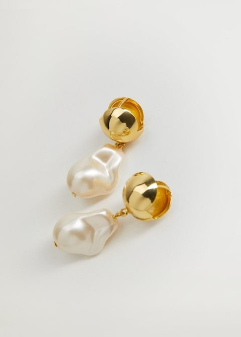 Mango + Pearl Pendant Earrings