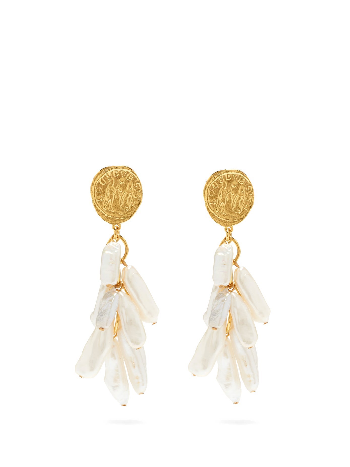 Lizzie Fortunato + Roma freshwater-pearl gold-plated drop earrings