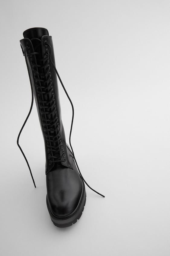 zara low heeled laced boots