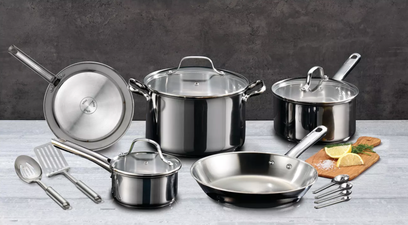 T-Fal + T-Fal 14pc Stainless Steel Cookware Set