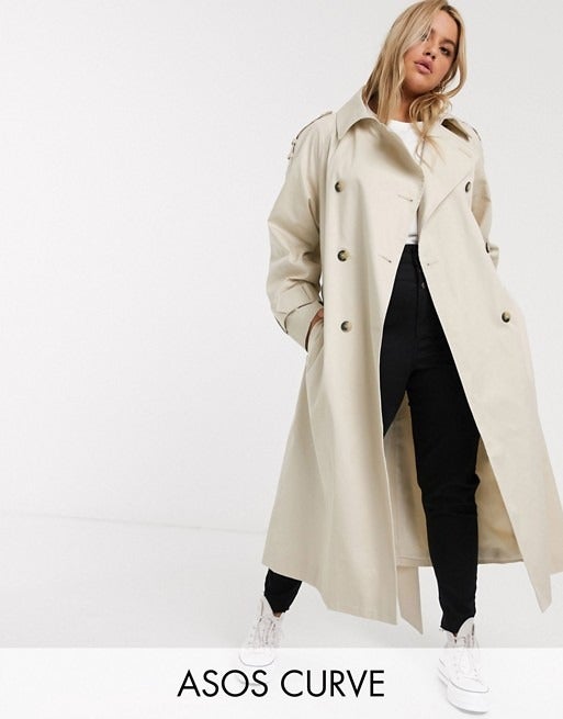 Together Stone Longline Trench Coat