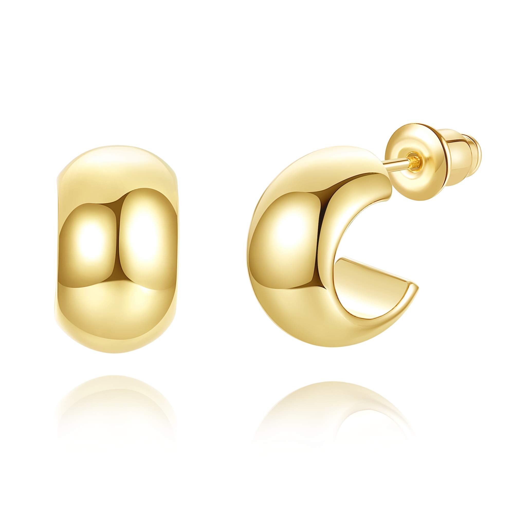Wowshow K Gold Plated Chunky Open Hoop Earrings