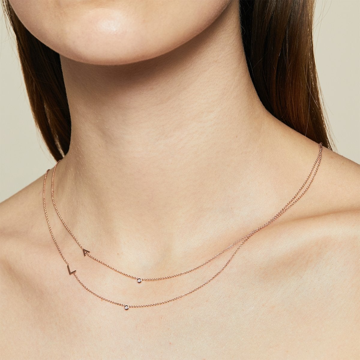 Diamond Asymmetrical Double Initial Necklace – Alexandra Beth