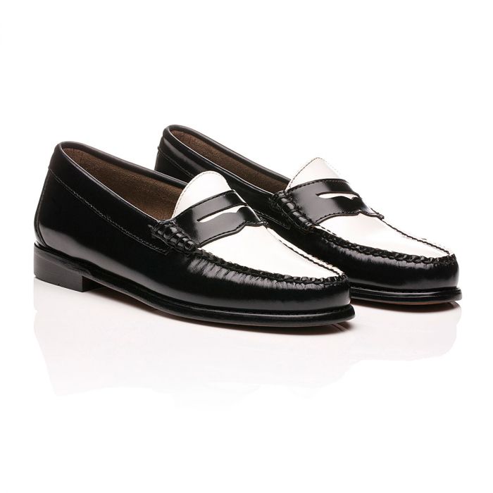 G.H. Bass & Co. + Weejuns Penny Loafers Black & White Leather