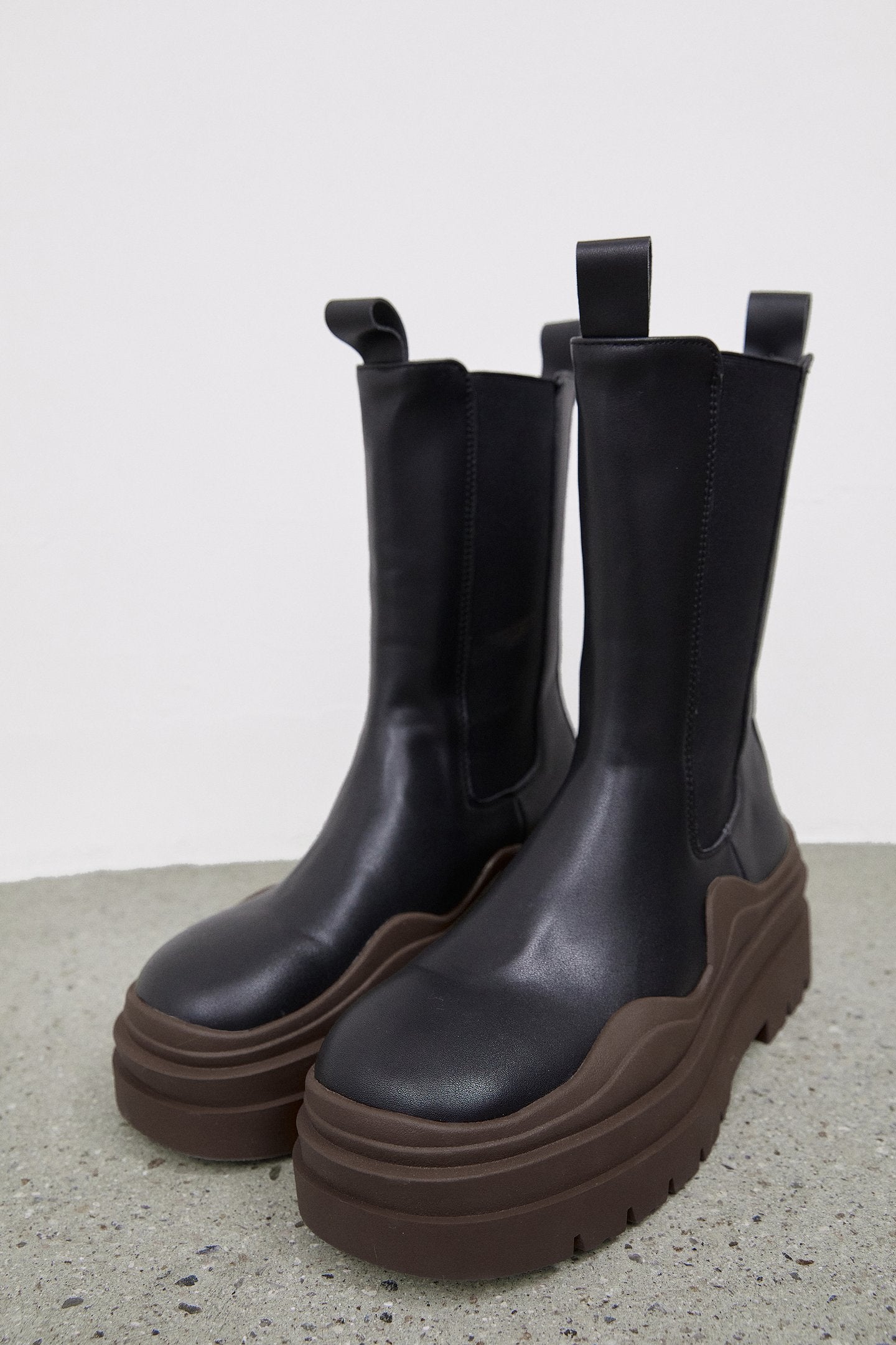 The Source Unknown + High Platform Ankle Boots, Brown & Black
