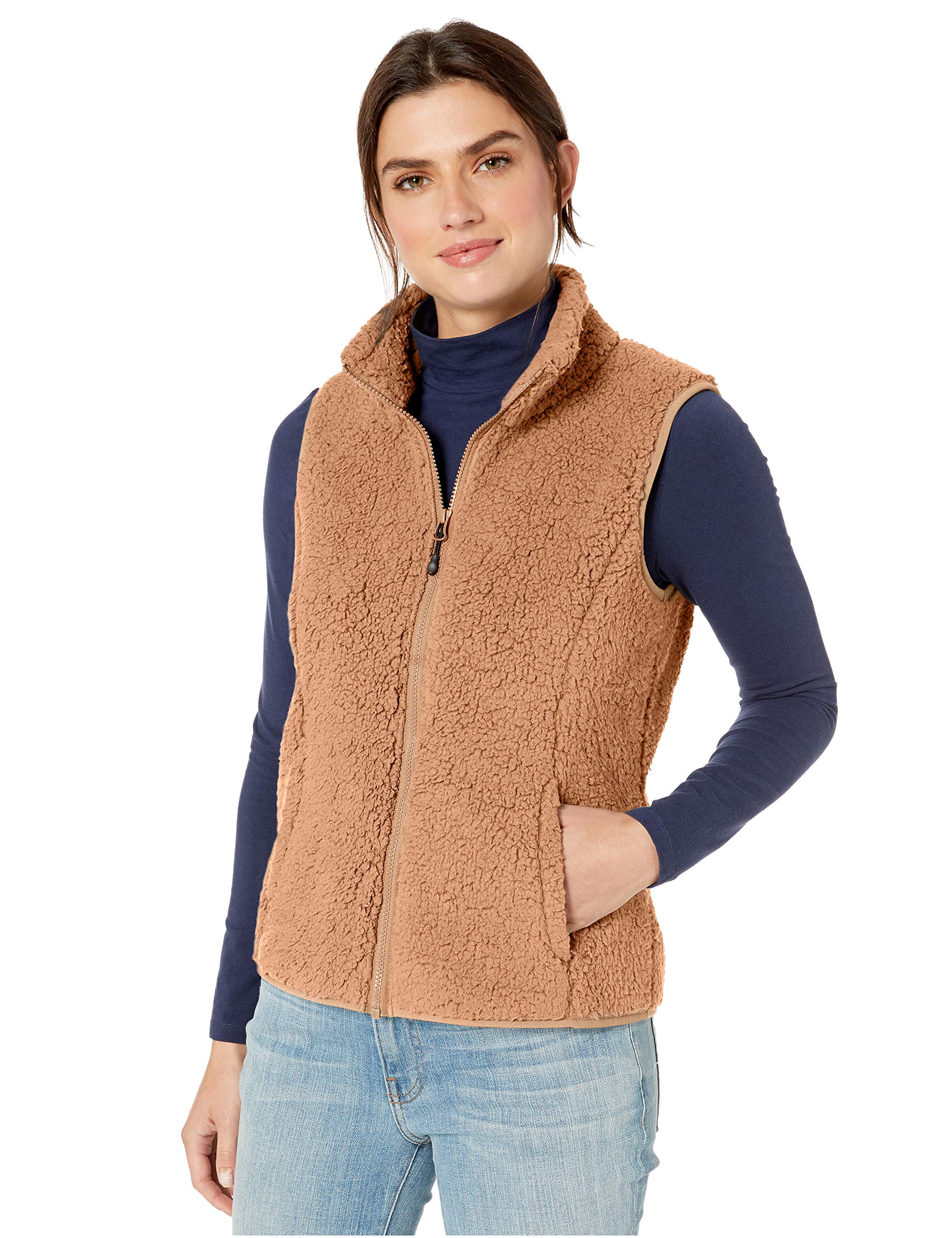 Essentials Women's Standard Polar Fleece Lined Sherpa Vest