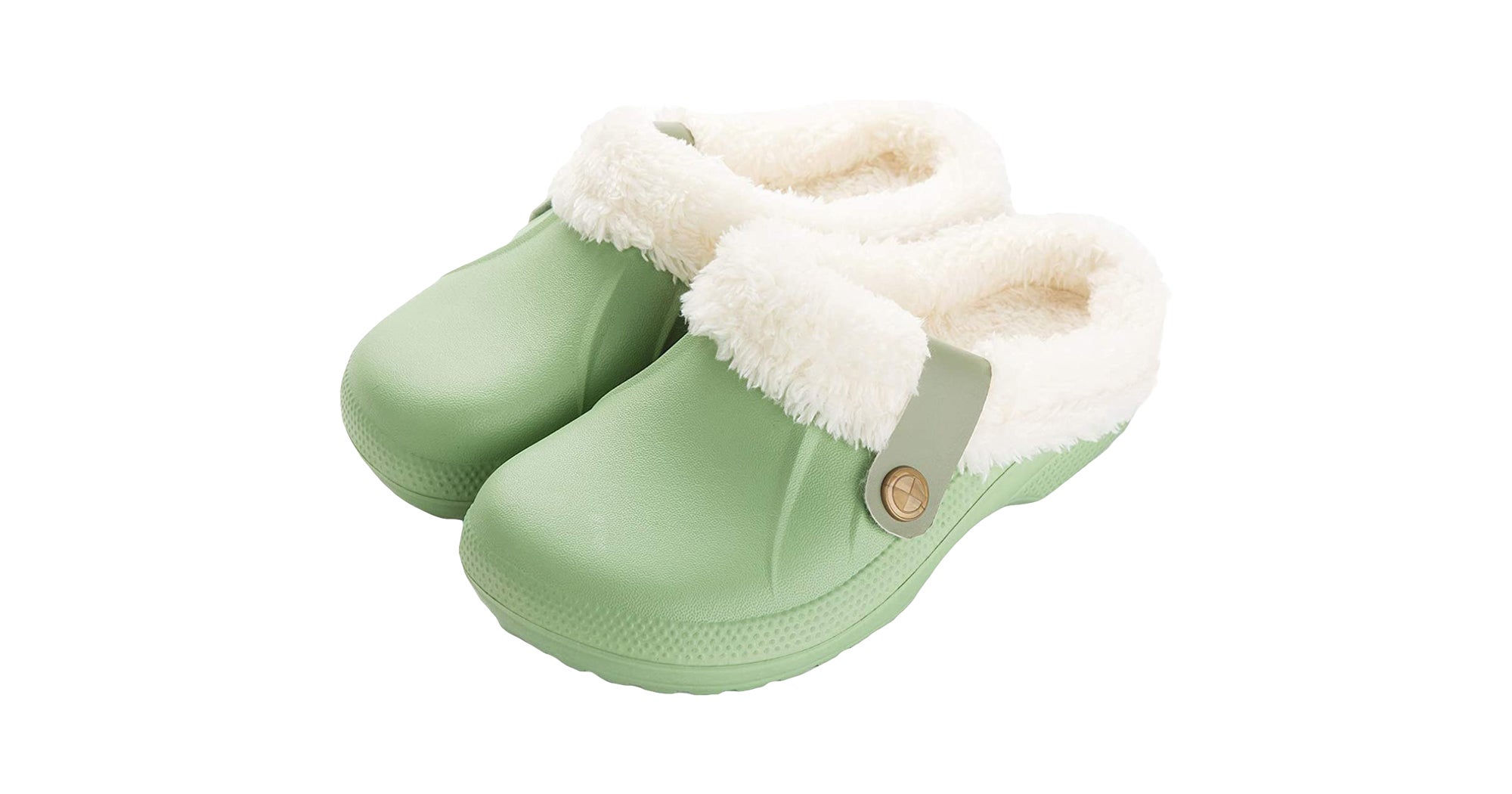 Mint green crocs online with fur