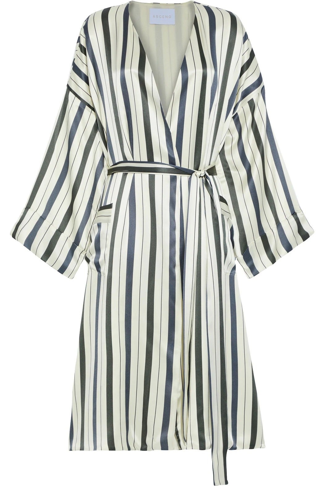 Asceno Striped Silk Satin Robe