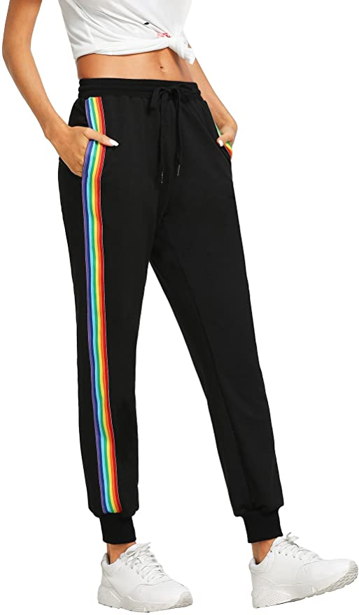 SHEIN Striped Side Pullover & Drawstring Waist Joggers Set