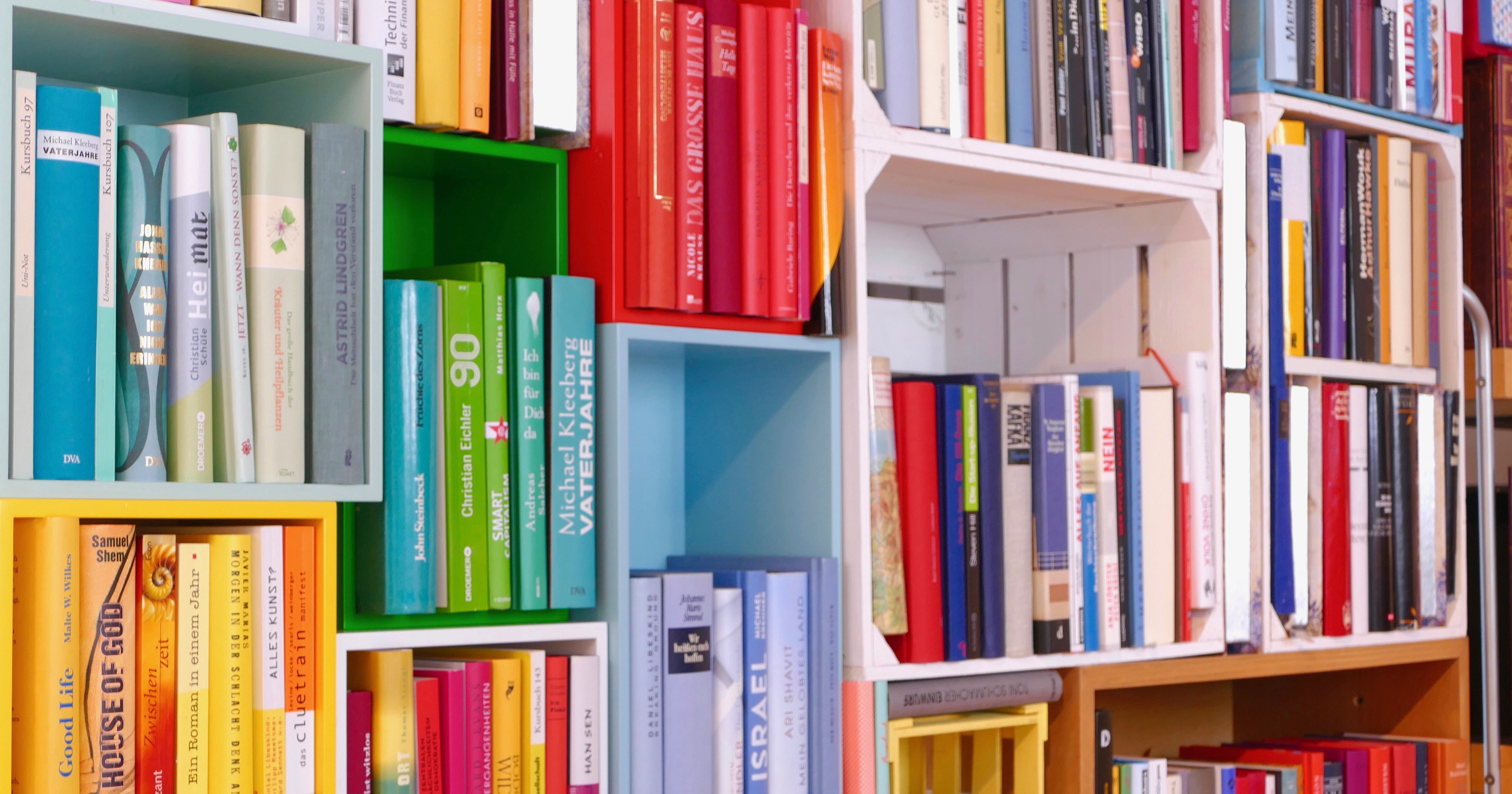 Color coordinated store bookshelf