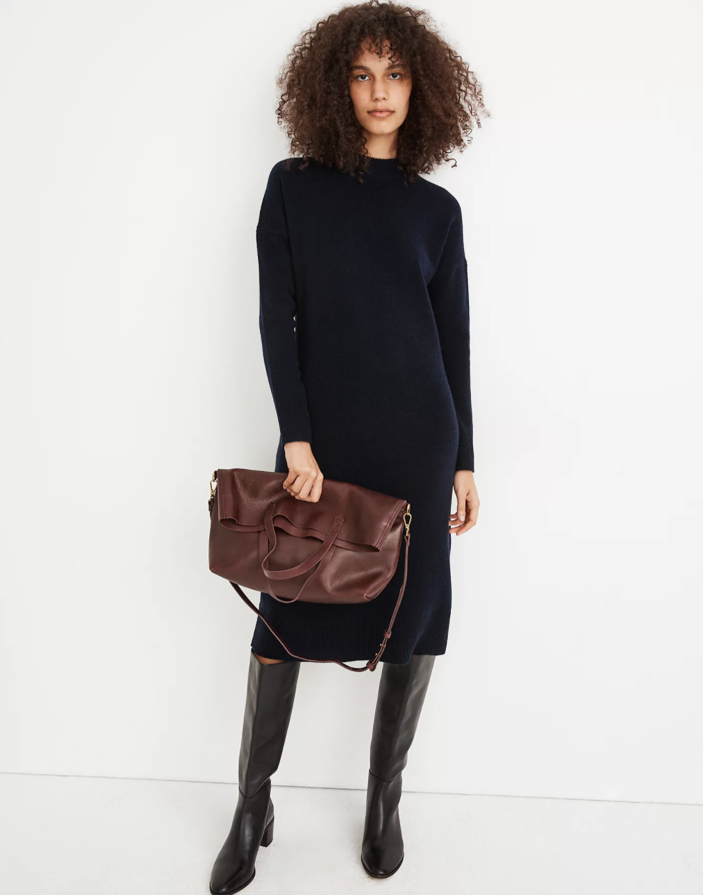 Madewell + (Re)sourced Cashmere Mockneck Midi Sweater Dress