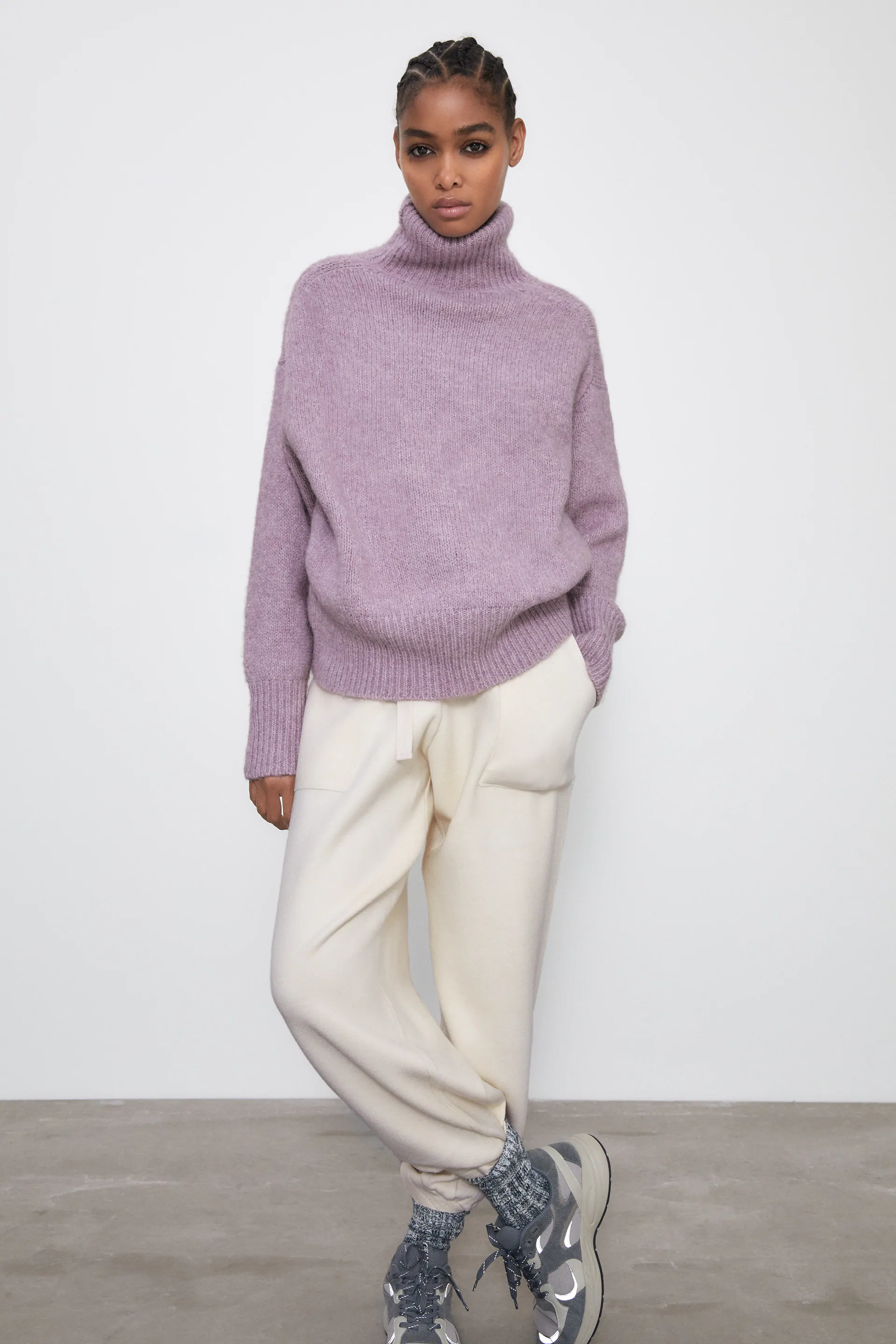 Zara + High Collar Knit Sweater