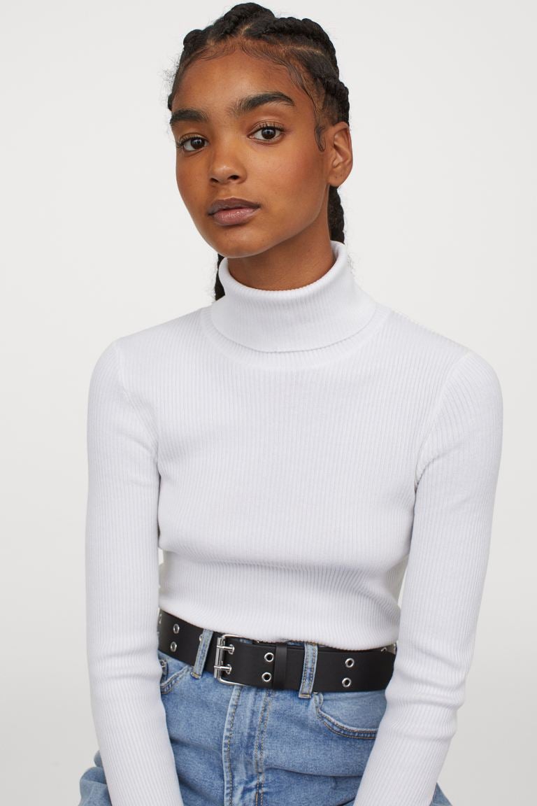 h&m white polo neck