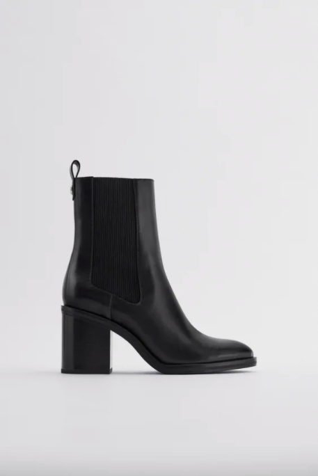 Zara + Wide-Heeled Stretch Ankle Boots