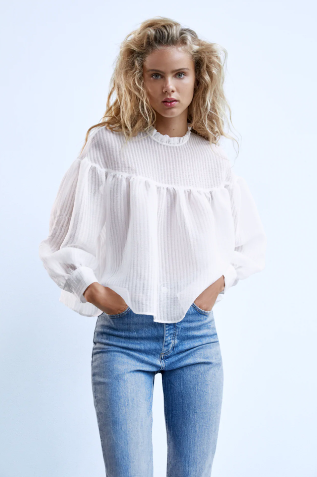 zara top with organza bows