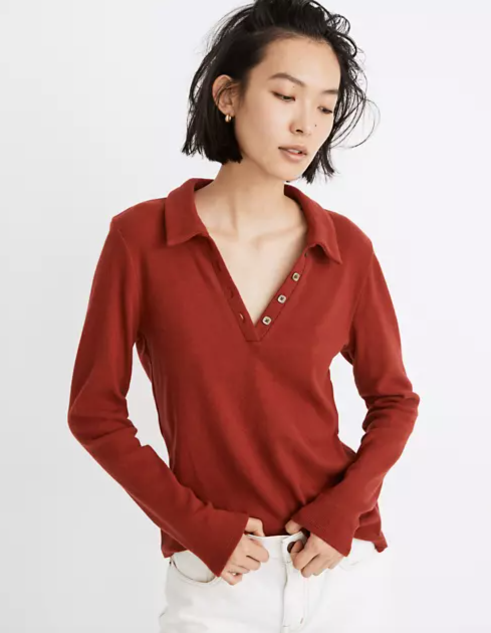 Madewell + Plush Ribbed Polo Shirt