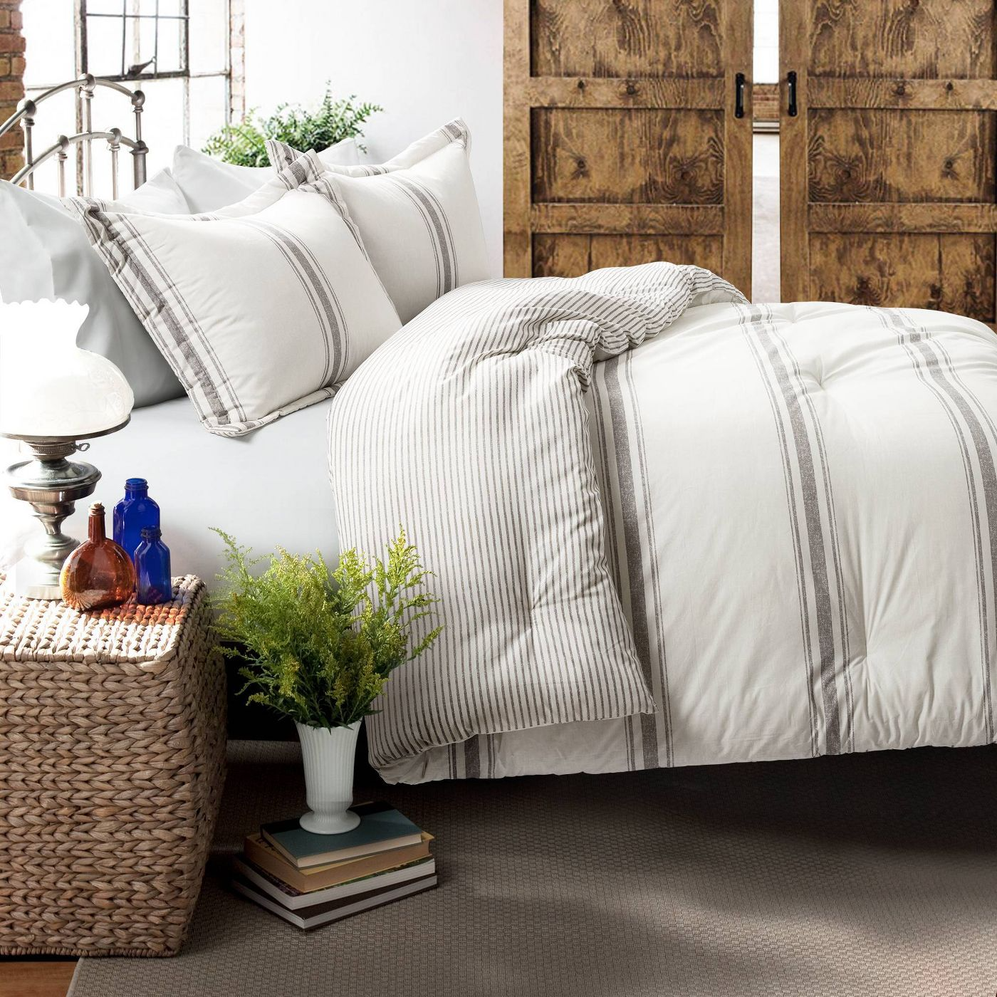 Lush Decor + Farmhouse Stripe Comforter Set