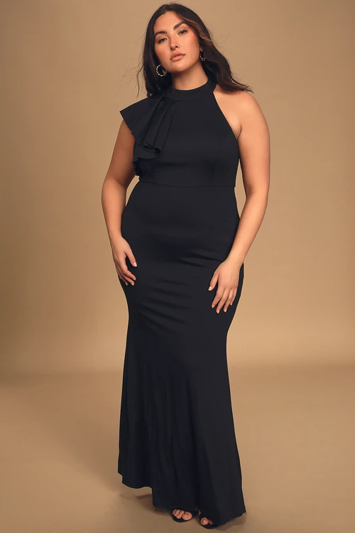 black bridesmaid dresses plus size