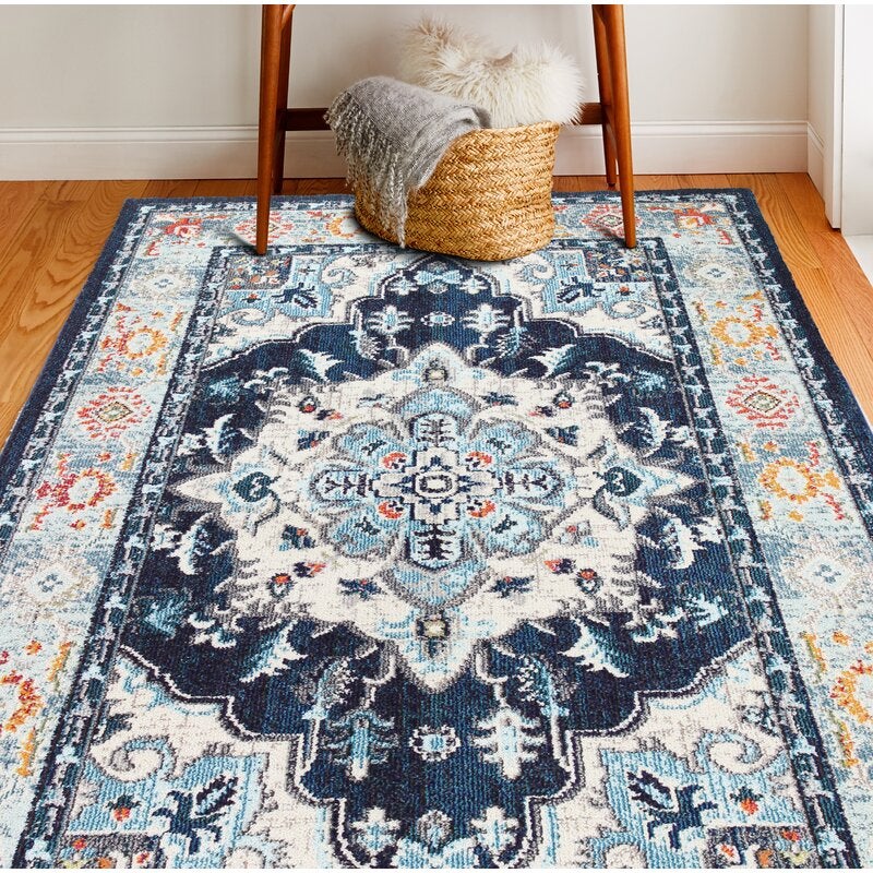 Mistana + Osias Blue/Beige/Orange Area Rug