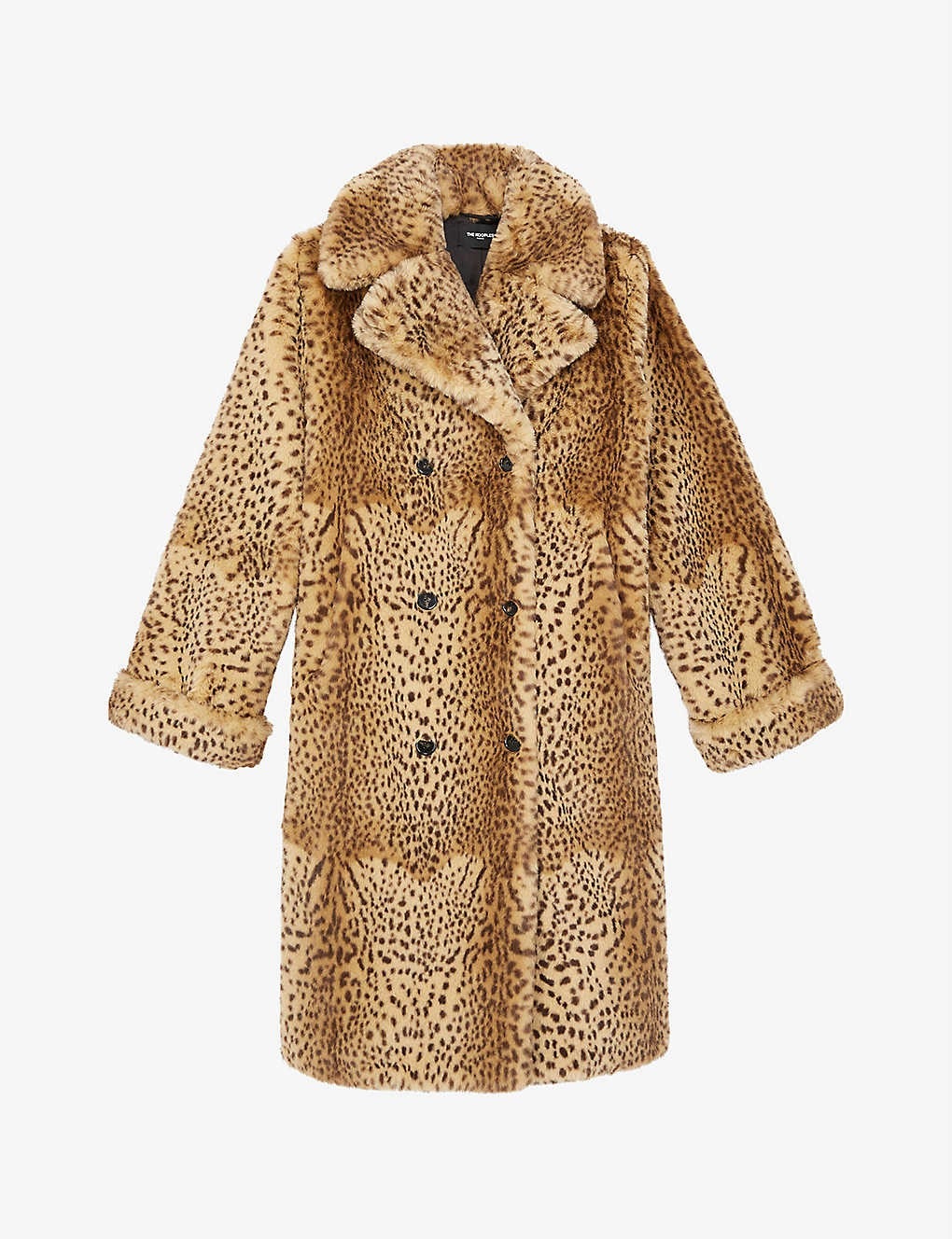 The Kooples + Double-Breasted Animal-Print Faux-Fur Coat