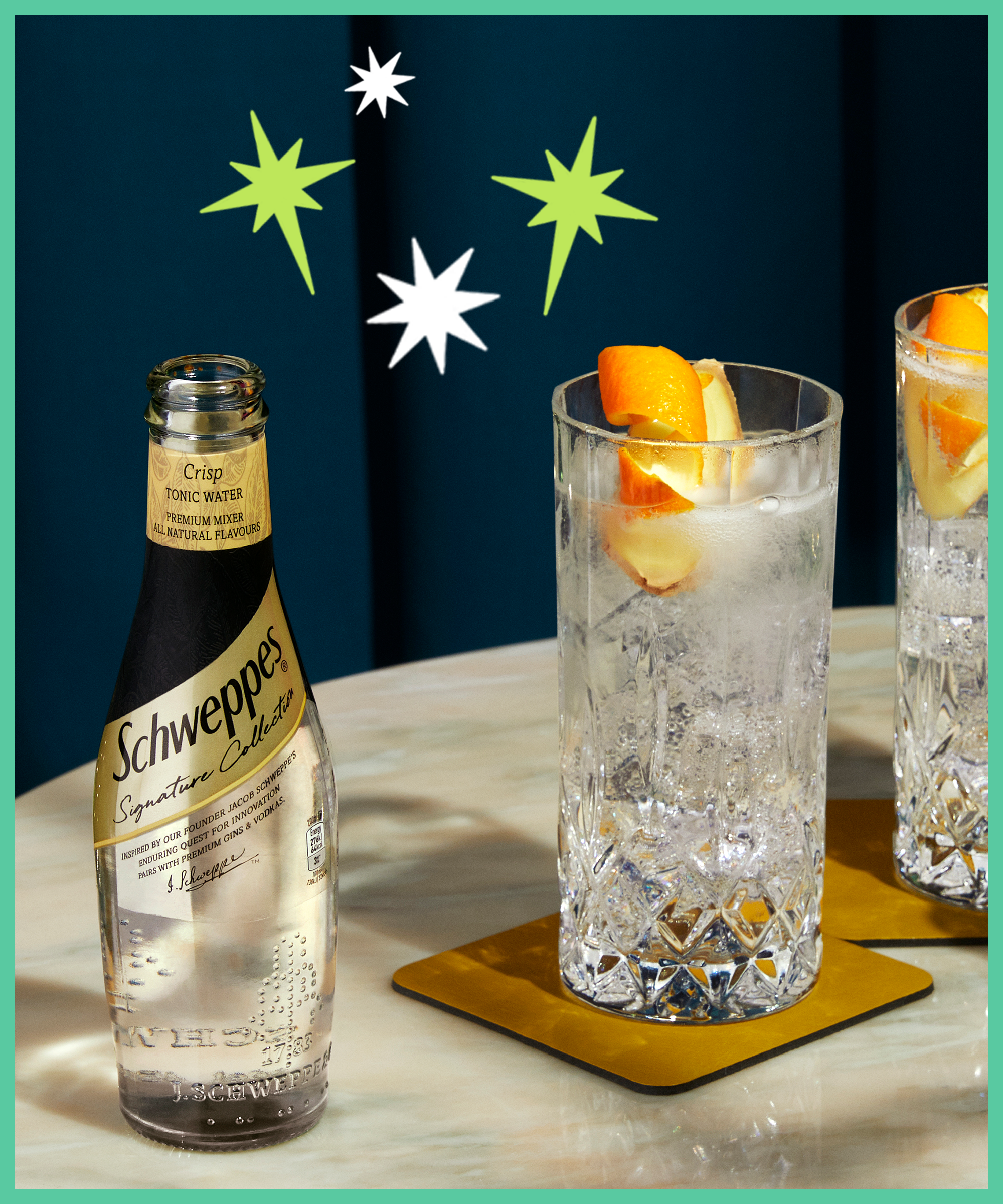 Drinks Photography of Martini Bianco with lime and Schweppes