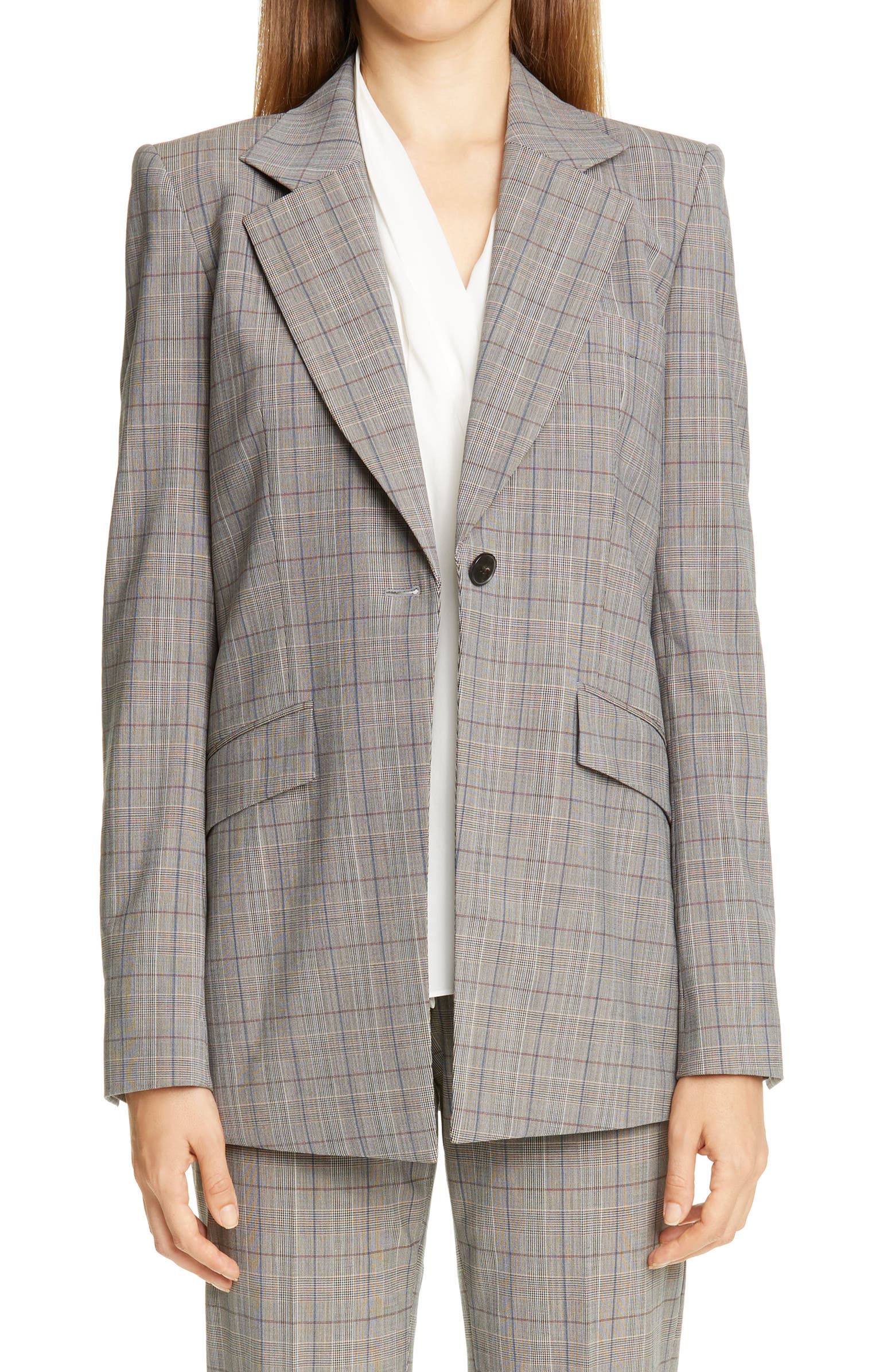 Lafayette 148 New York + Virginia Plaid Wool Blend Blazer