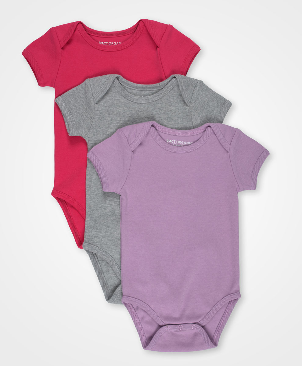 PACT + 3-Pack Short Sleeve Organic Cotton Bodysuit