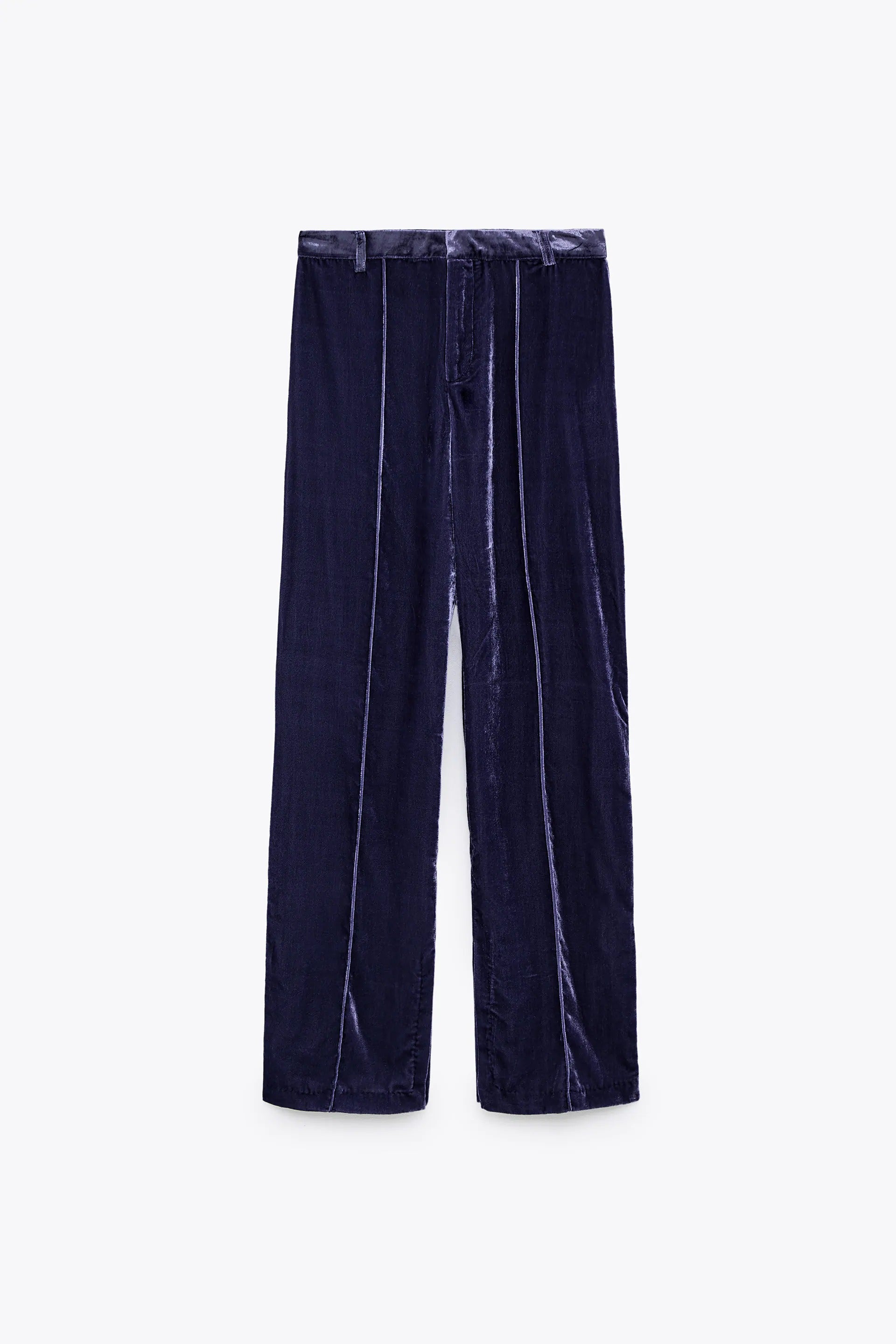 Zara Blue Mulberry Silk Blend Velvet Wide Leg Trousers M UK12 BNWT  eBay