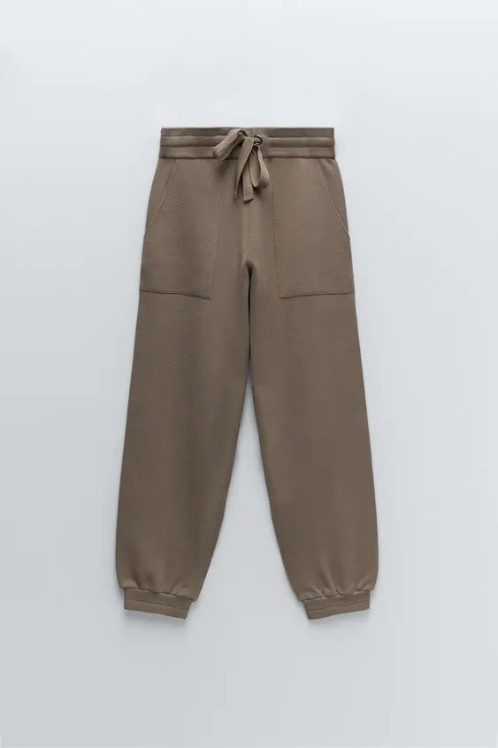 brown zara joggers