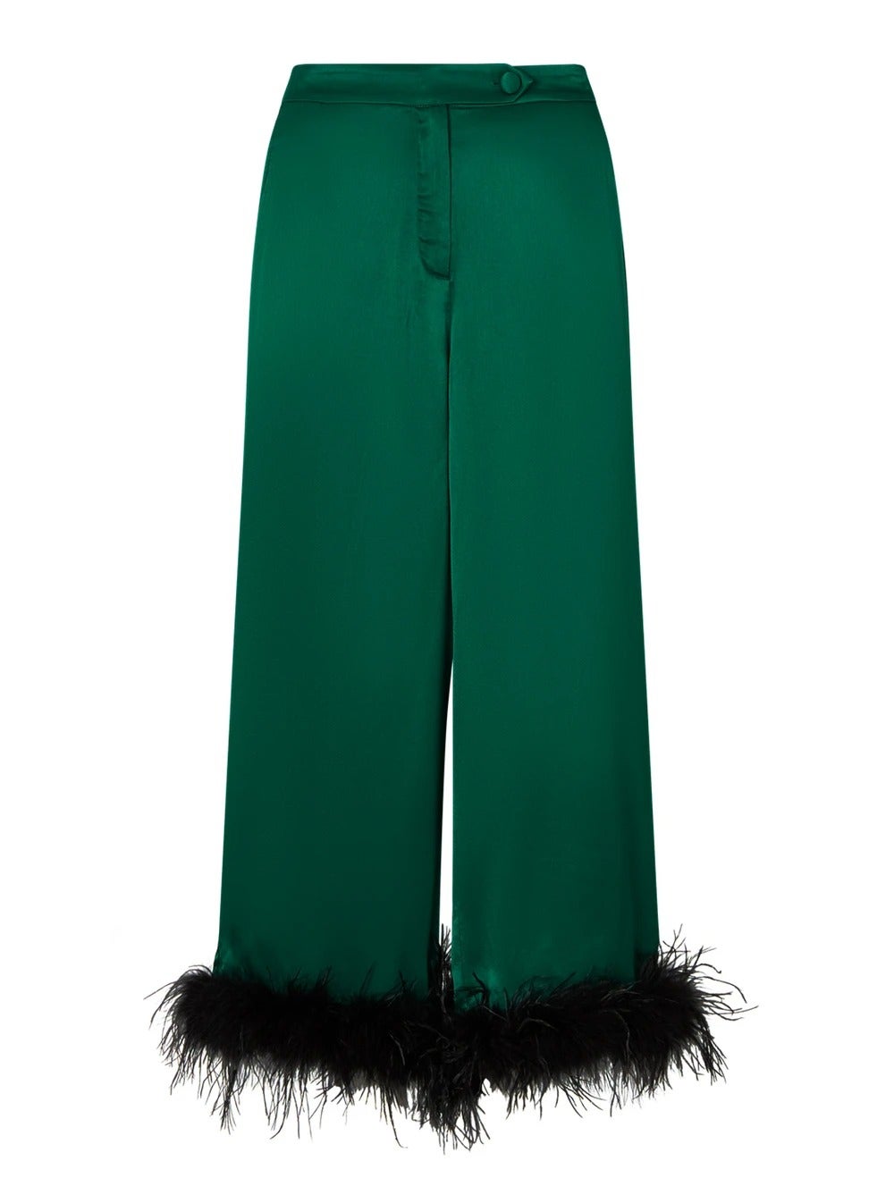 Kitri + Apollo Emerald Satin Feather Trousers